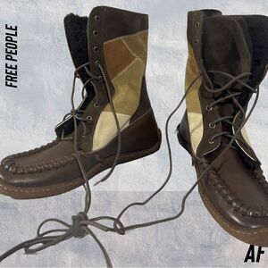 Punto Pigro for FREE PEOPLE Eschimese Lace Tall Boot In Neutral Block Size 41